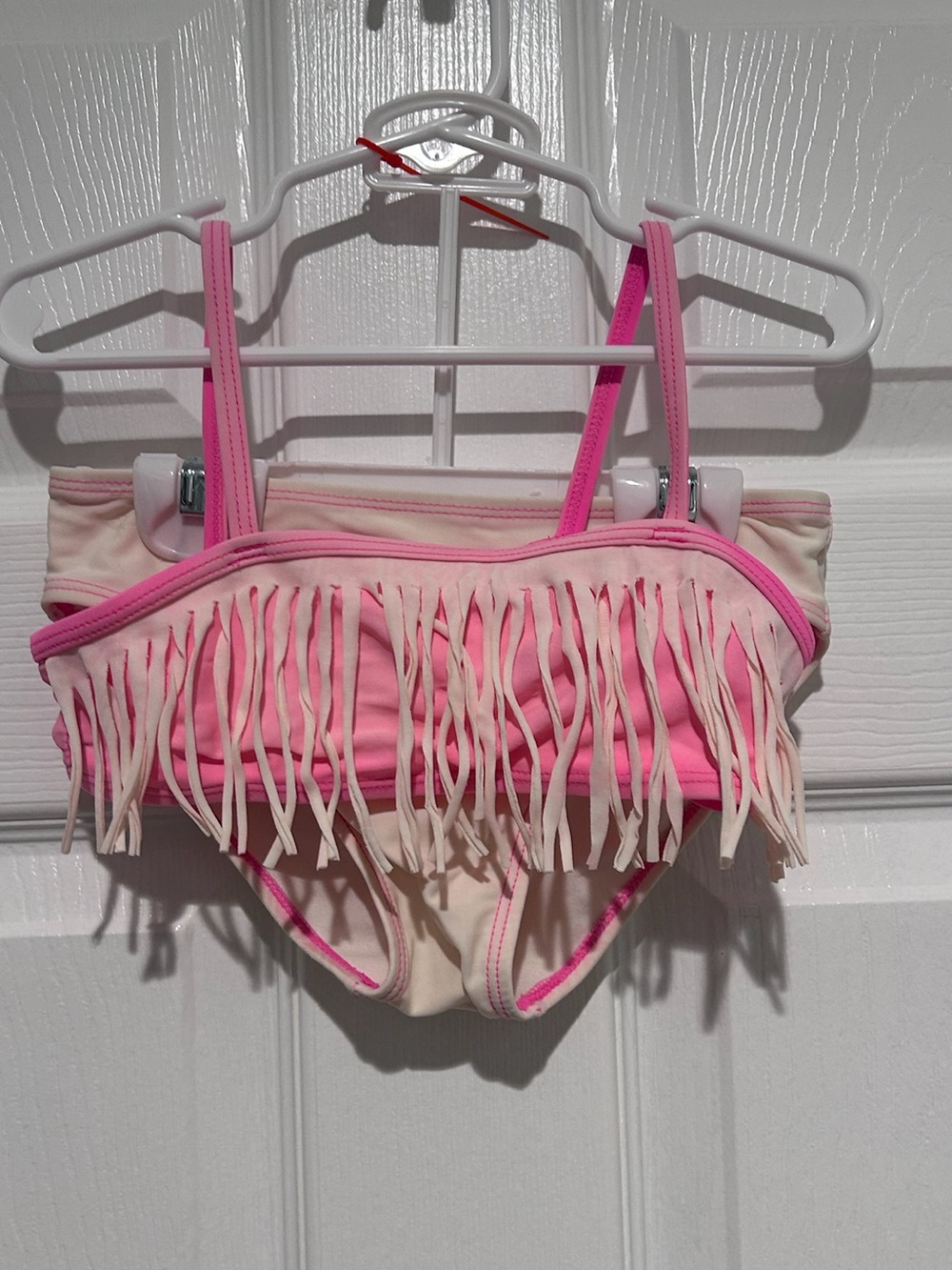 Children's Place Girls Sz Small 5/6 Two Piece Pink Fringe Bathing Suit Swim